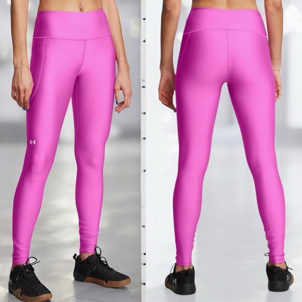 Under Armour UA Vivid Magenta Pink Tech HeatGear High Waisted Leggings Size 2XL